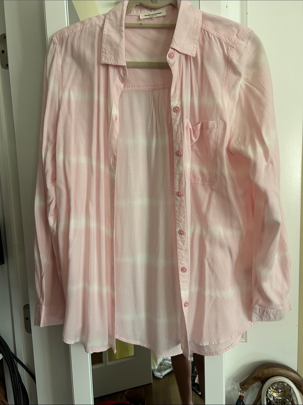 beachlunchlounge Light Pink and White Striped Girls' Button-Down Shirt